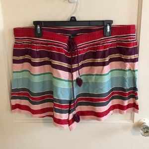 Loft XL tie waist stripe shorts